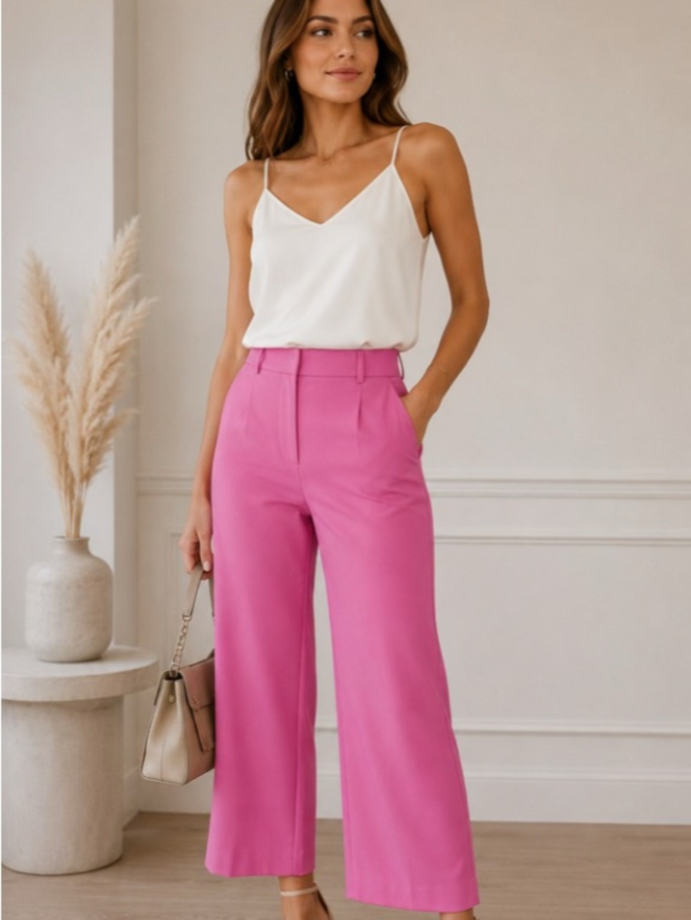 Joie Pink Wide-Leg Cropped Trousers – Like New – Size 6